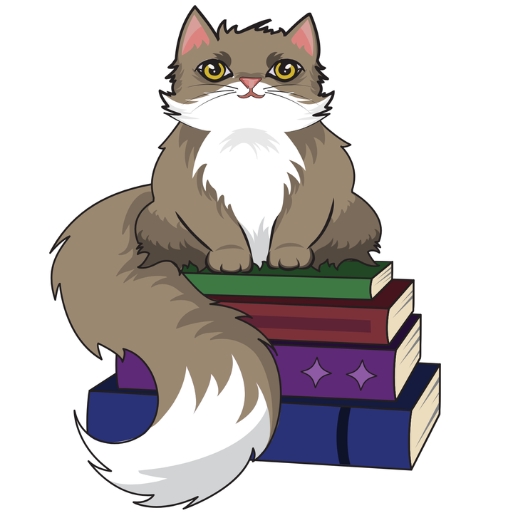 Cat Book Stack Sticker