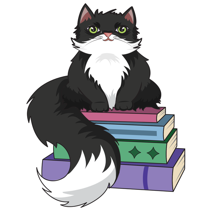 Cat Book Stack Sticker