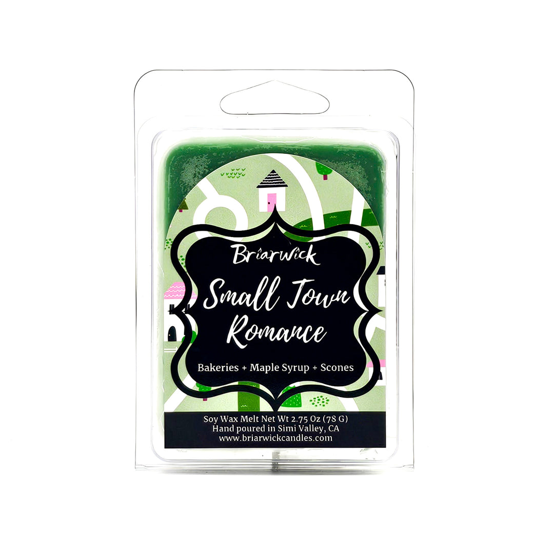 Small Town Romance 2oz pastel green Wax Melt with green map design on a white background