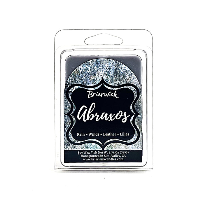 Abroaxos 2oz flint gray Wax Melt with gray textured design on a white background