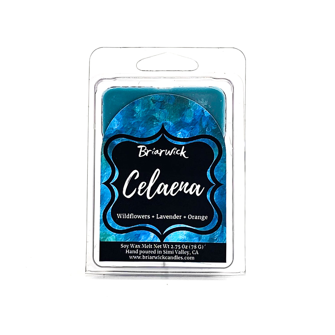 Celaena 2oz teal Wax Melt with blue textured design on a white background