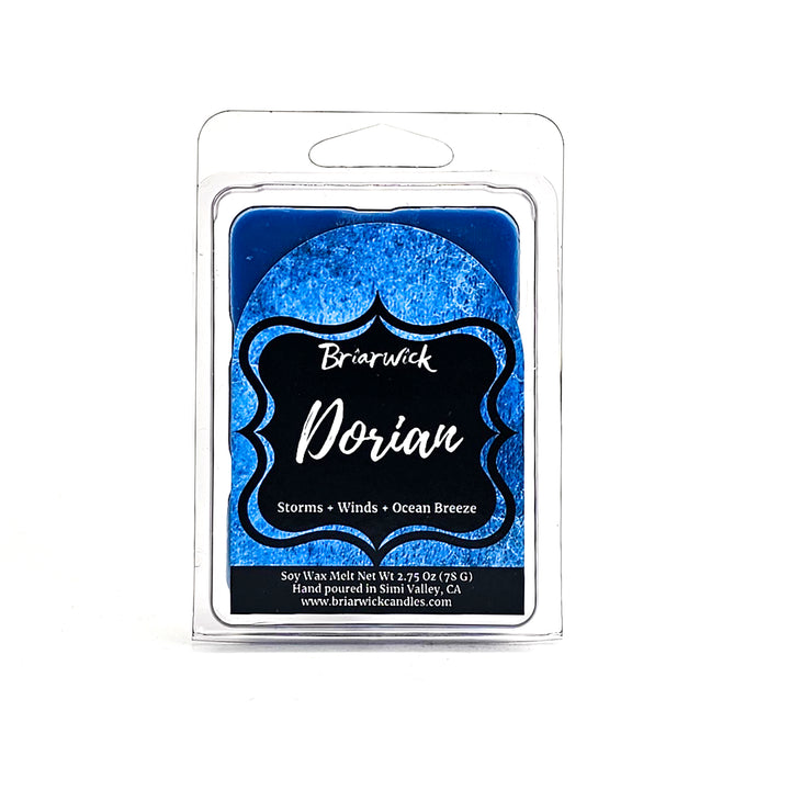 Dorian 2oz cobalt Wax Melt with blue textured design on a white background