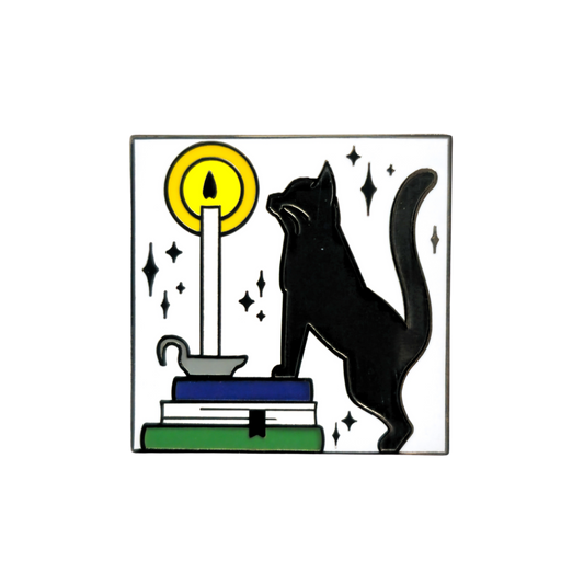 Book, Cat & Candle Pin- Hard Enamel Pin