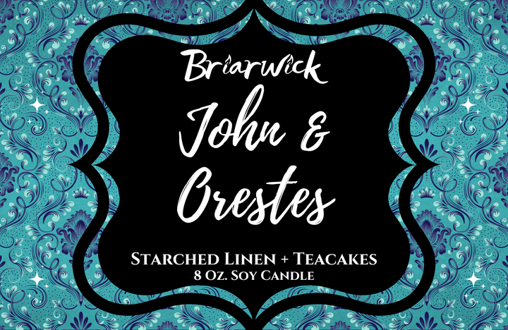 a blue and black label with the words branch and john & cresies on