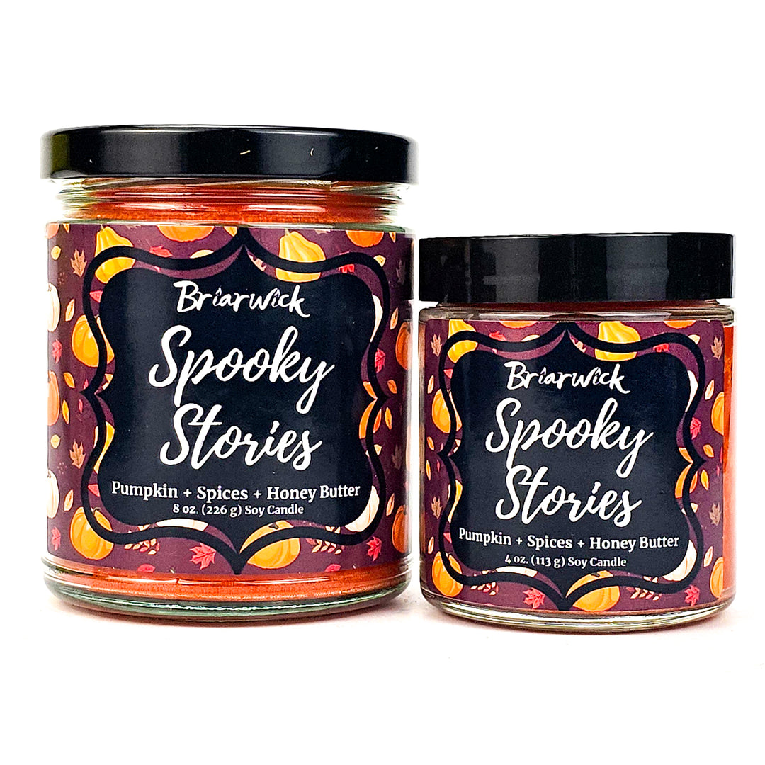 two jars of spooky stories on a white background