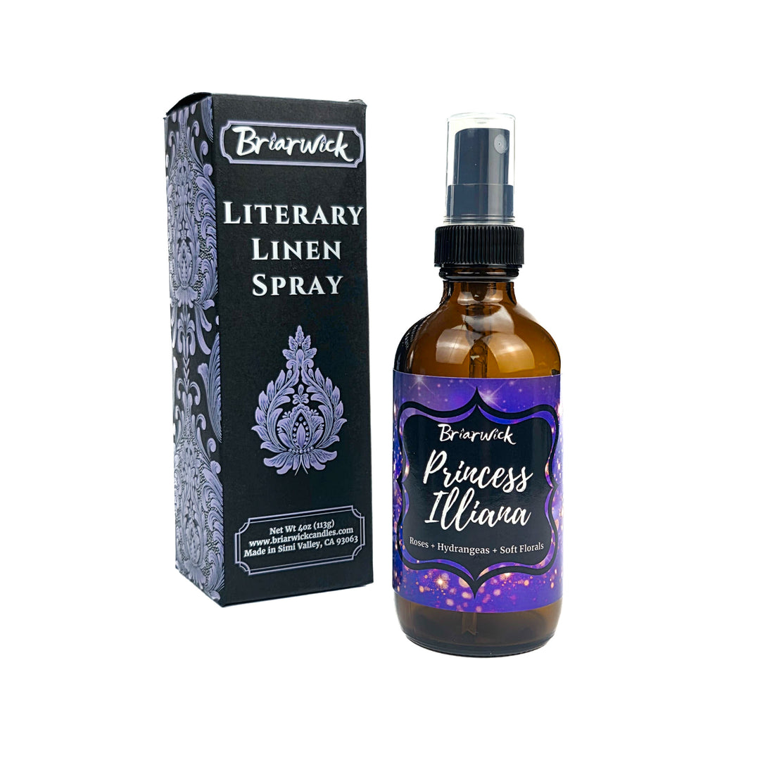 Briarwick Literary Linen Spray bottle and packaging on a white background