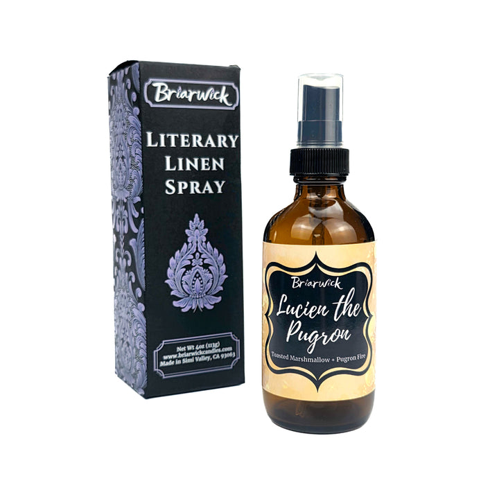 Briarwick Literary Linen Spray bottle and packaging on a white background