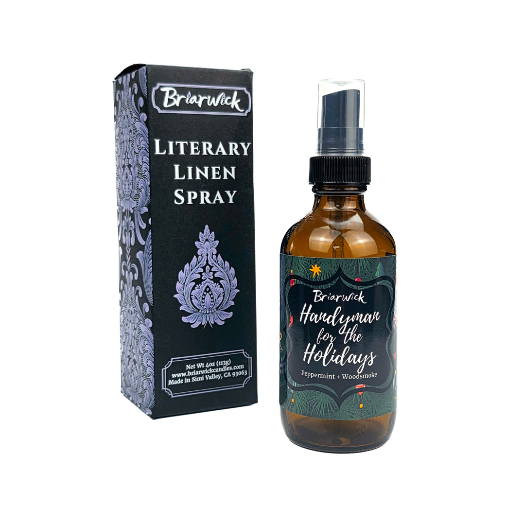 Briarwick Literary Linen Spray bottle and packaging on a white background