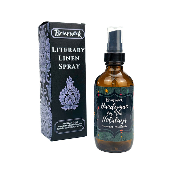 Briarwick Literary Linen Spray bottle and packaging on a white background