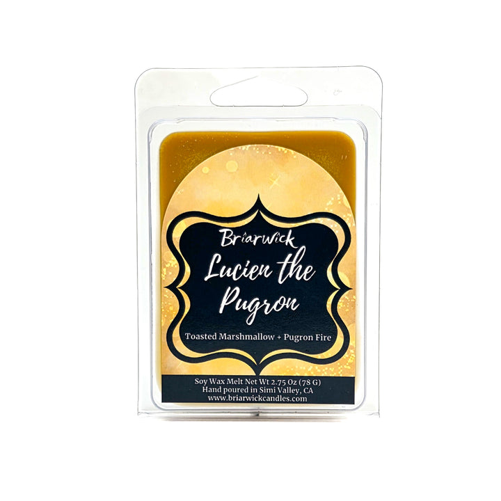 Soy wax melt package with 'Briarwick Lucien the Pugron' branding on a white background