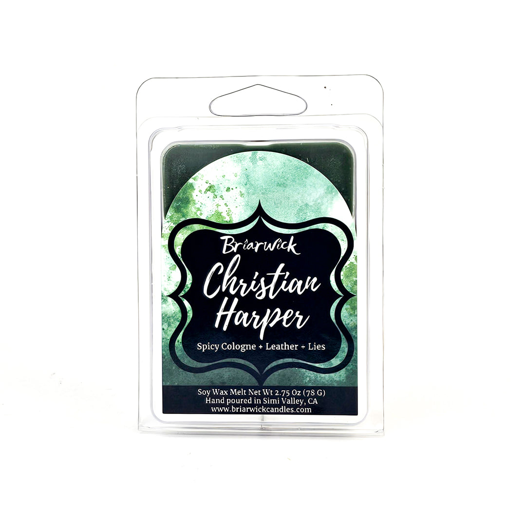 Christian Harper 2oz olive Wax Melt with green textural design on a white background