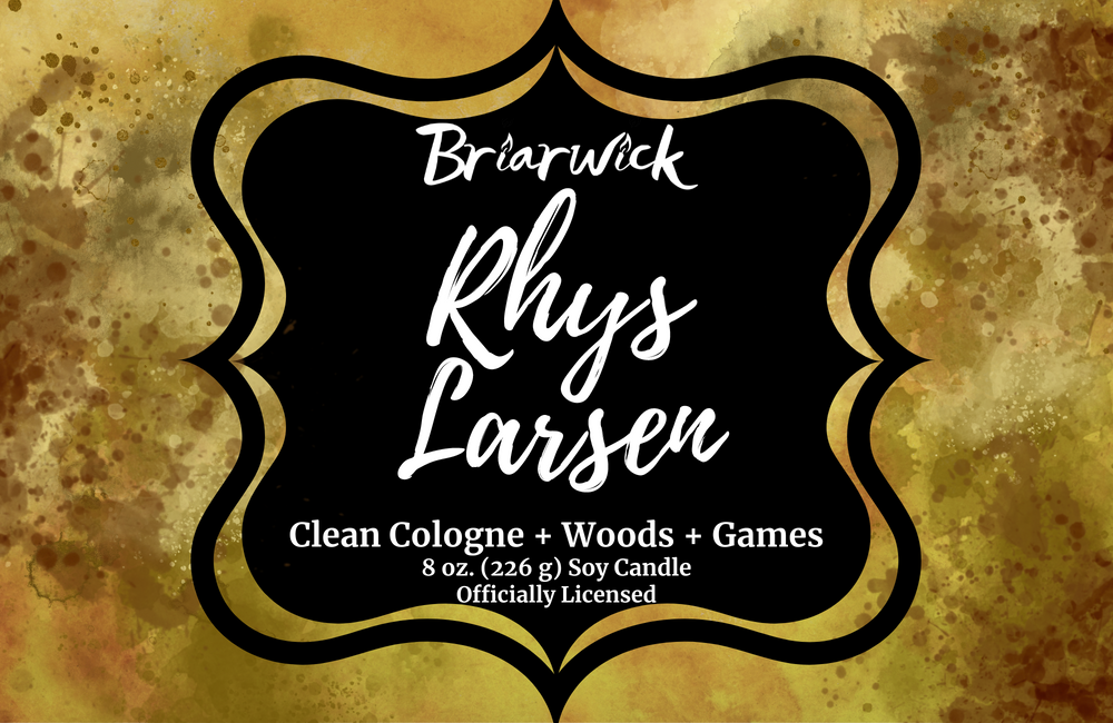 Rhys Larsen candle label yellow mustard candle with yellow textural design