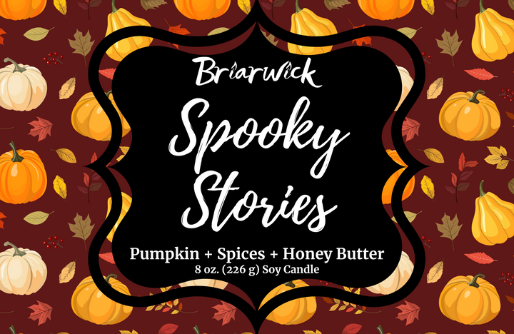 a sign that says branick spooky stories pumpkin spice's & honey