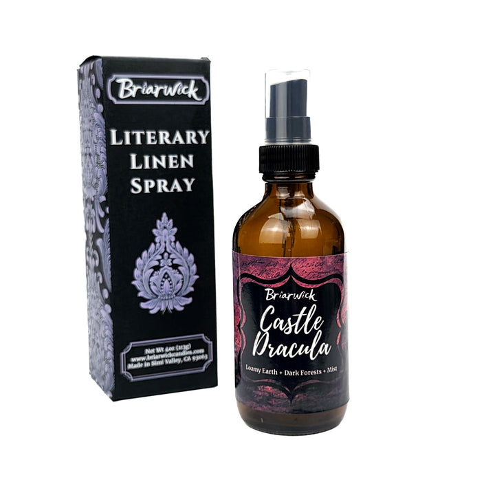 Briarwick Literary Linen Spray bottle and packaging on a white background