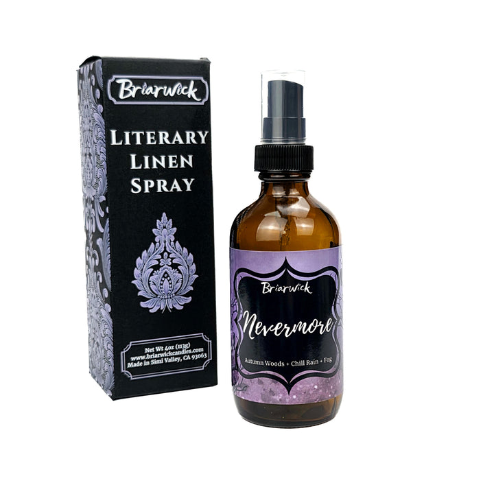 Briarwick Literary Linen Spray bottle and packaging on a white background