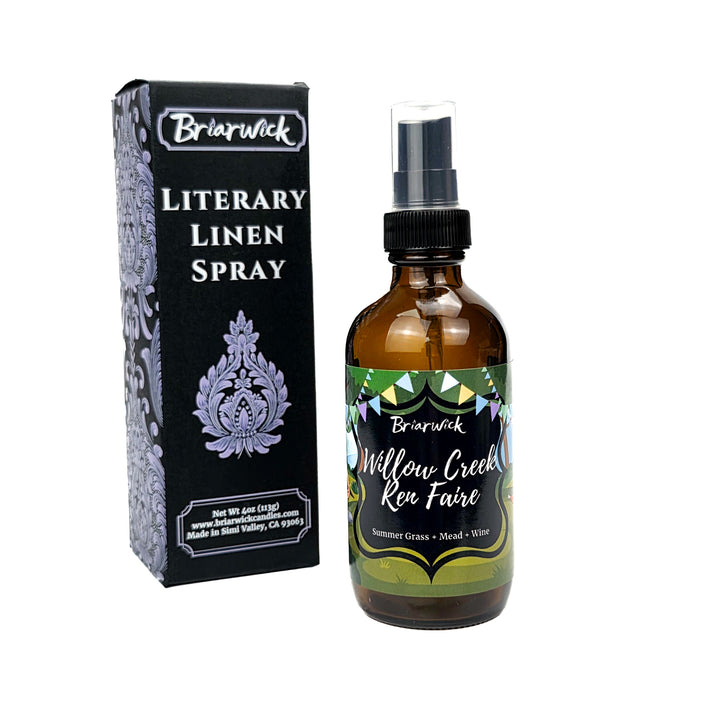 Briarwick Literary Linen Spray bottle and packaging on a white background