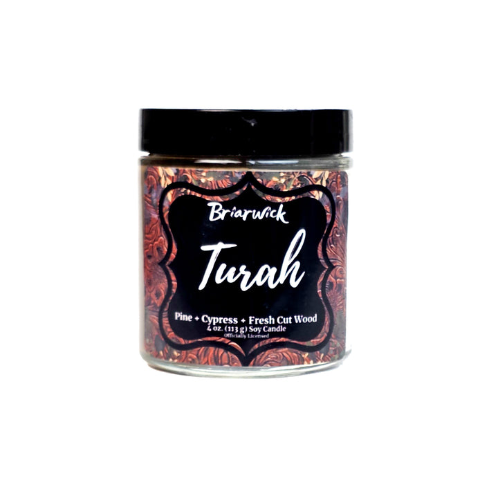 Jar of Briarwick Turah candle on a white background