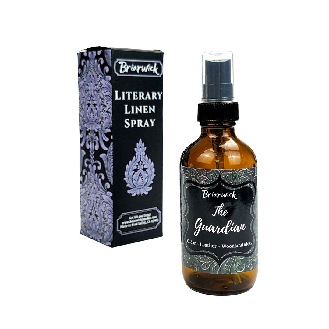 Brierwick Literary Linen Spray bottle and packaging on a white background