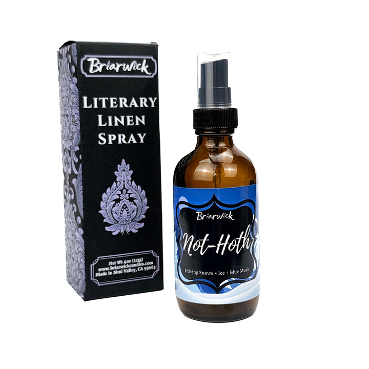 Briarwick Literary Linen Spray bottle and packaging on a white background