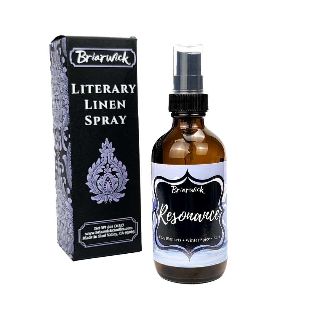 Briarwick Literary Linen Spray bottle and packaging on a white background