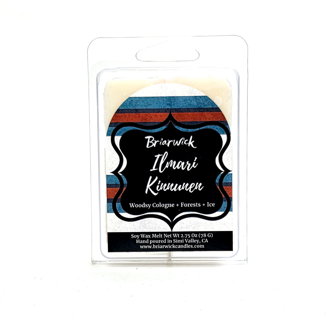 Briarwick Ilmari soy wax melt package with striped design and text on a white background