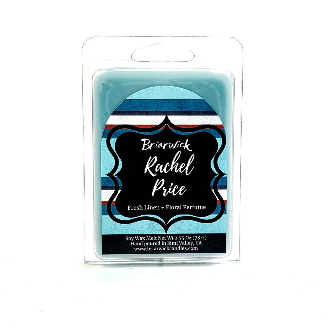 Packaged wax melt with Briarwick Rachel Price branding on a white background
