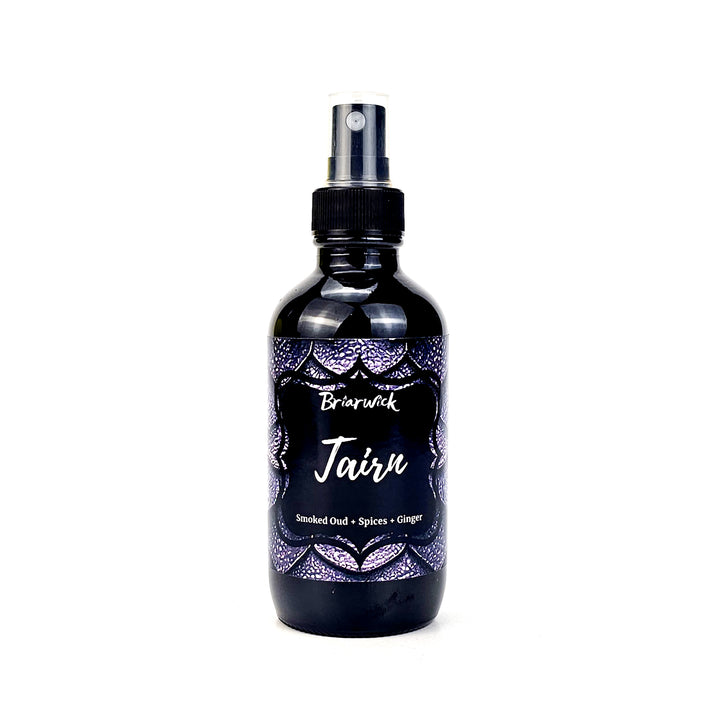Tairn 4oz Linen Spray with gray dragon scale design on a white background