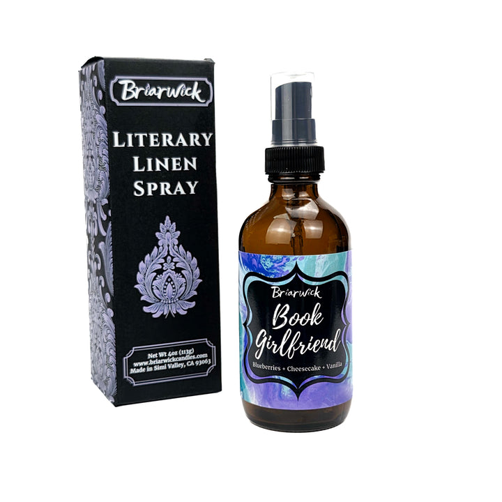 Briarwick Literary Linen Spray bottle and packaging on a white background
