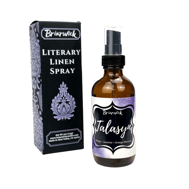 Briarwick Literary Linen Spray bottle and packaging on a white background