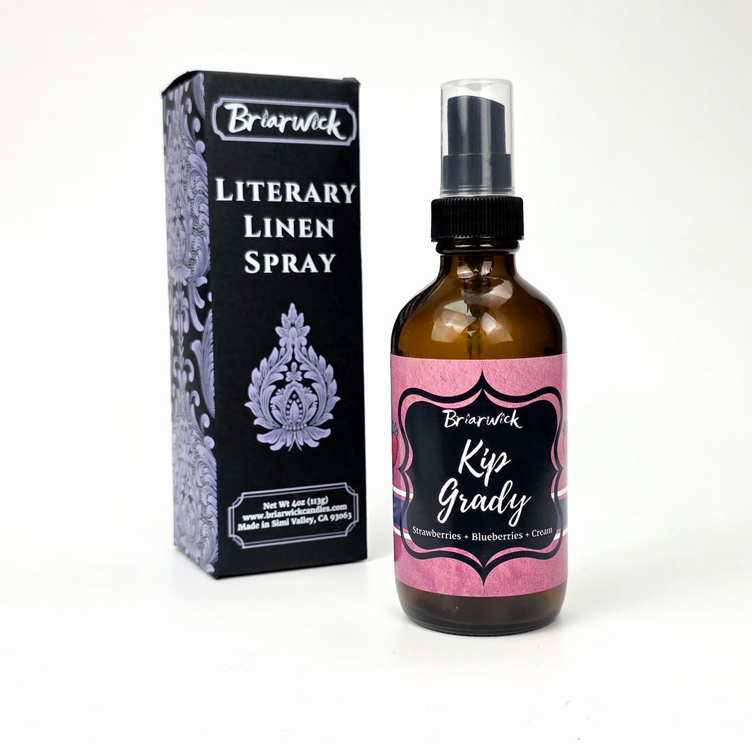 Briarwick Literary Linen Spray bottle and packaging on a white background