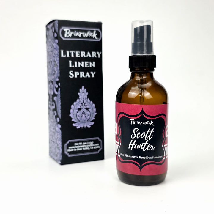 Scott Hunter Briarwick Literary Linen Spray bottle and packaging on a white background