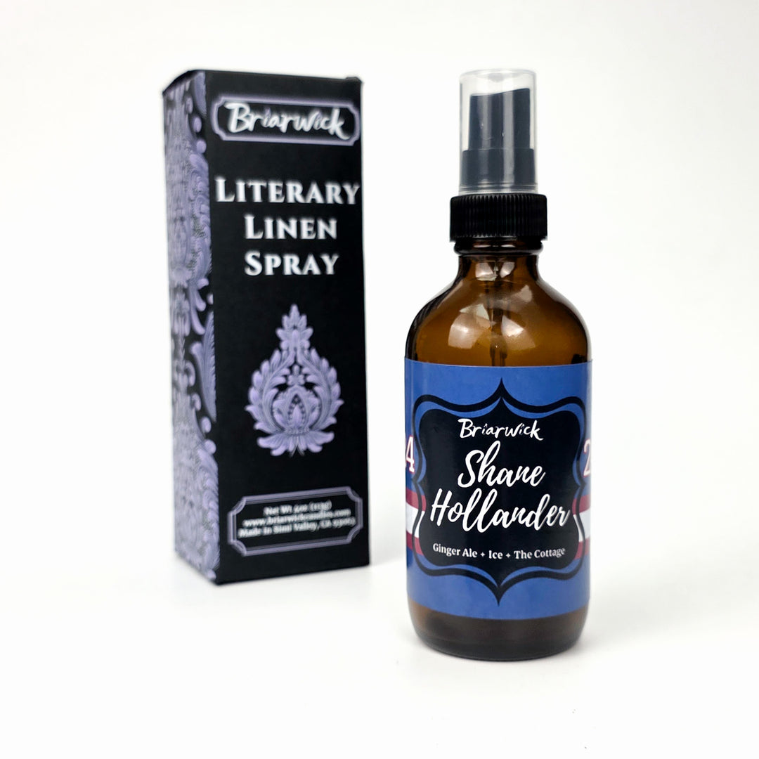 Briarwick Literary Linen Spray bottle and packaging on a white background