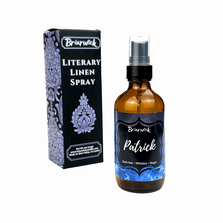Brierwick Literary Linen Spray bottle and packaging on a white background