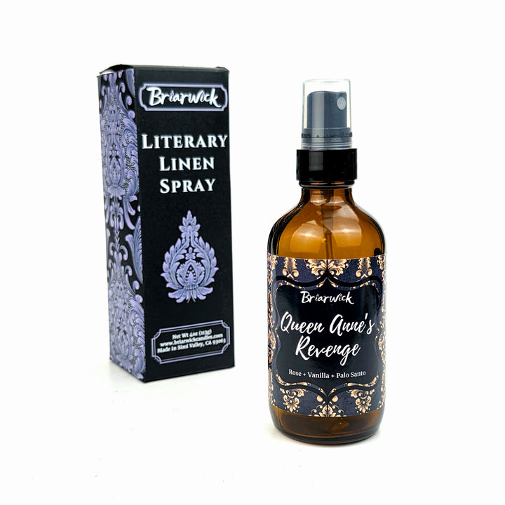 Brierwick Literary Linen Spray bottle and packaging on a white background