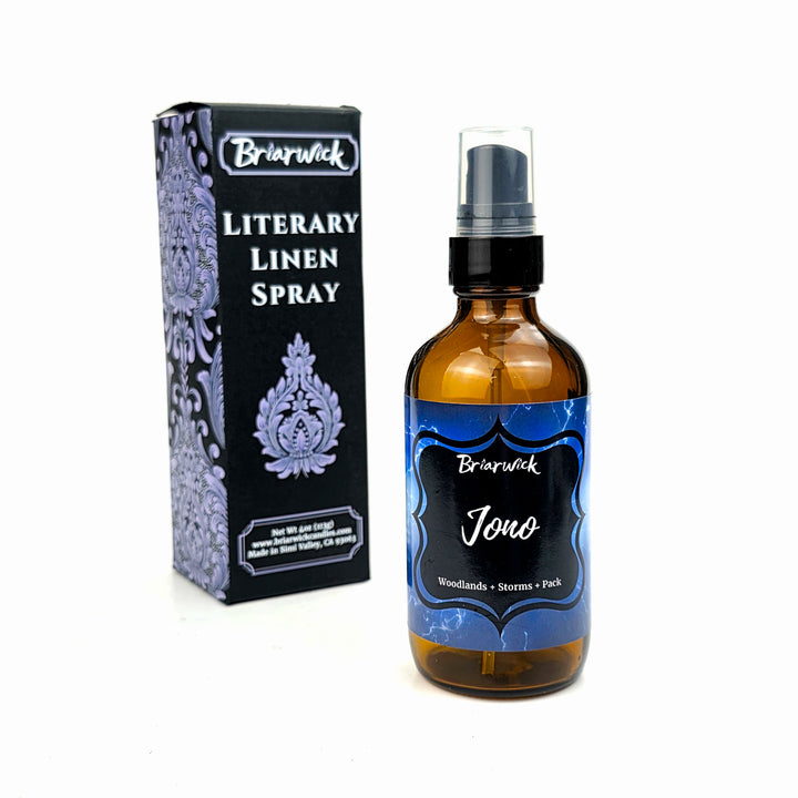 Brierwick Literary Linen Spray bottle and packaging on a white background