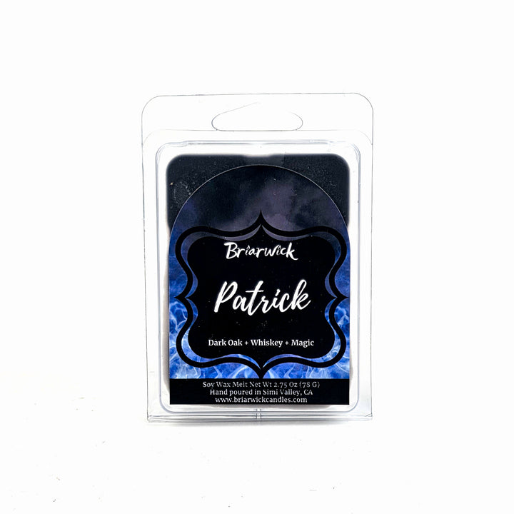 Briarwick Patrick wax melt package with blue and black design on a white background