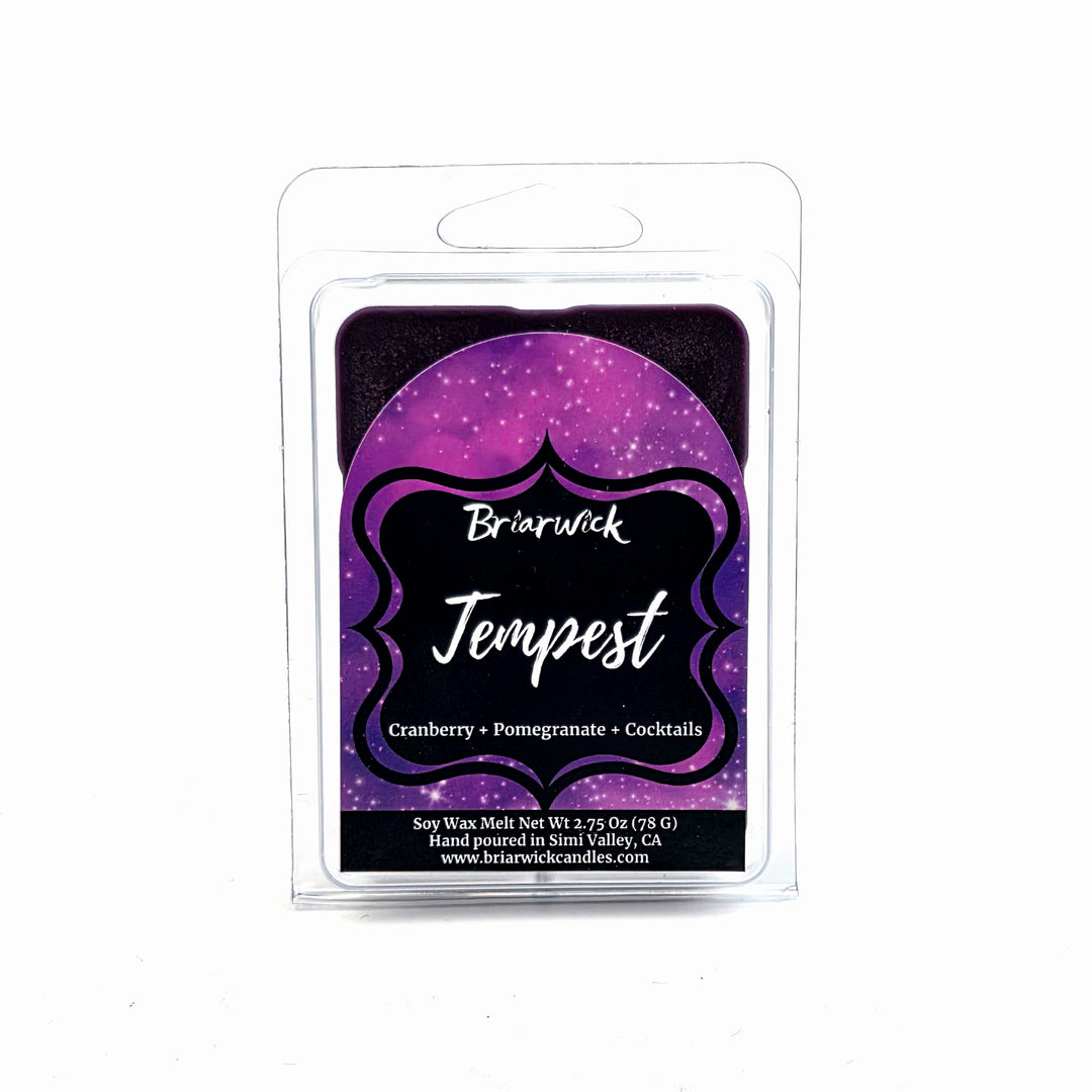 Briarwick Tempest wax melt package with purple and black design on a white background