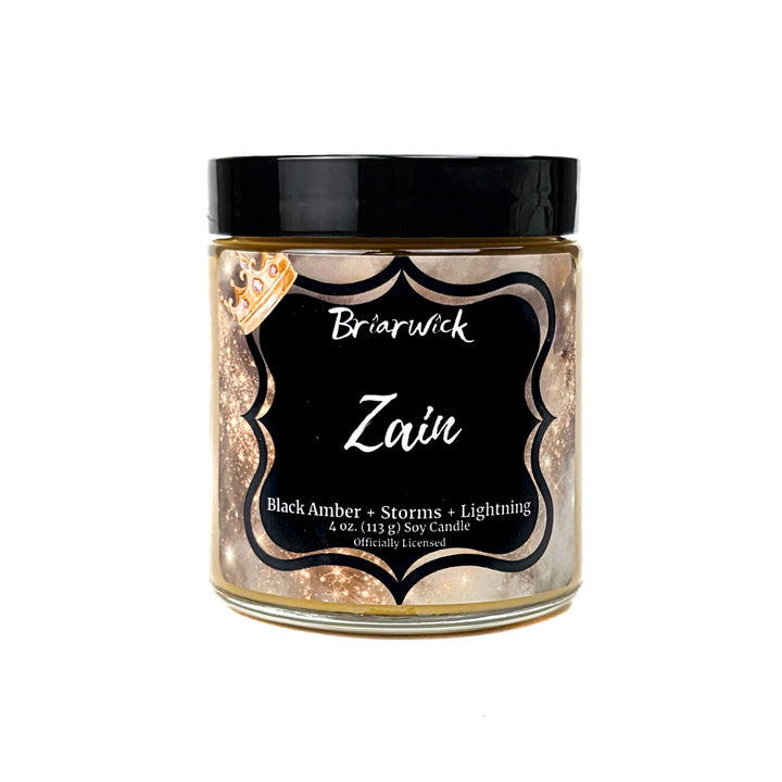 a gold Zain 4oz candle jar by Briarwick on a white background