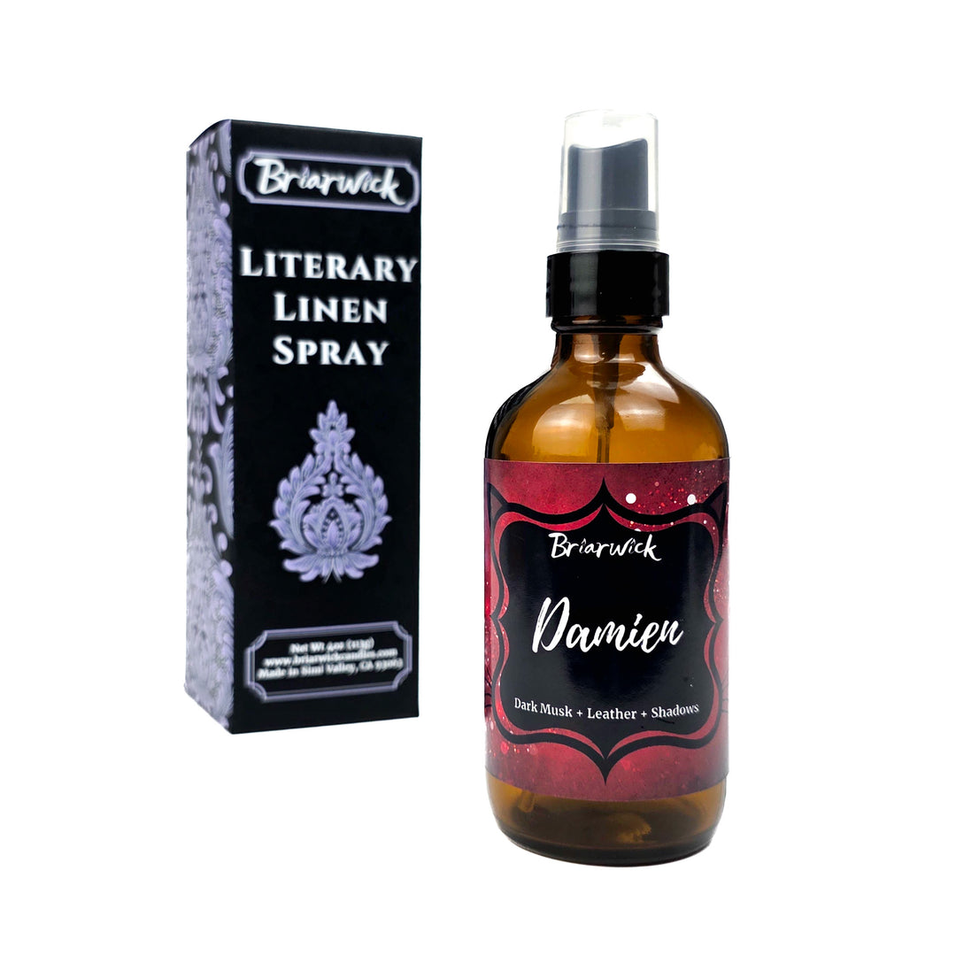 Briarwick Literary Linen Spray on a white background called Damien