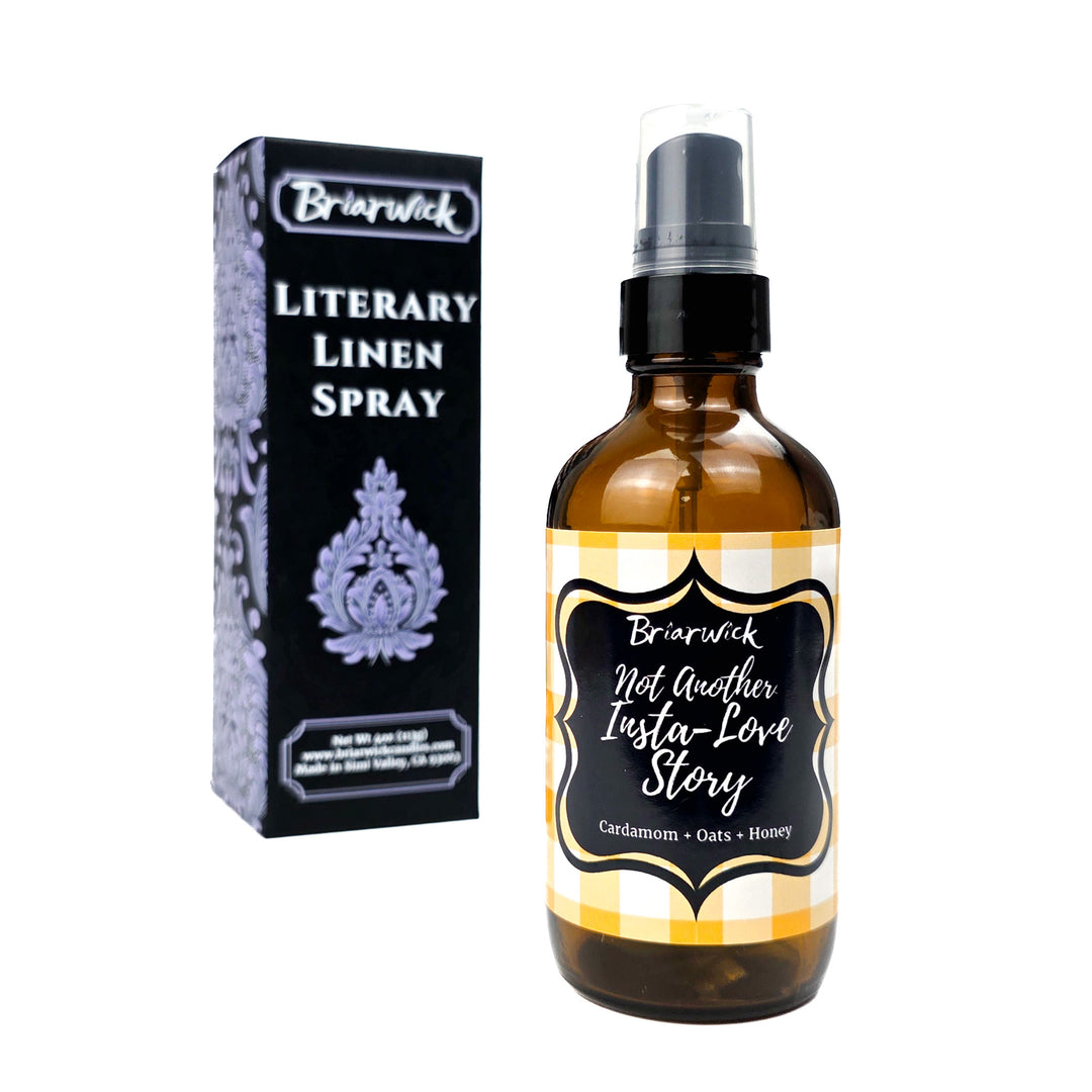 Briarwick Literary Linen Spray called "Not Another Insta Love Story" on a white background
