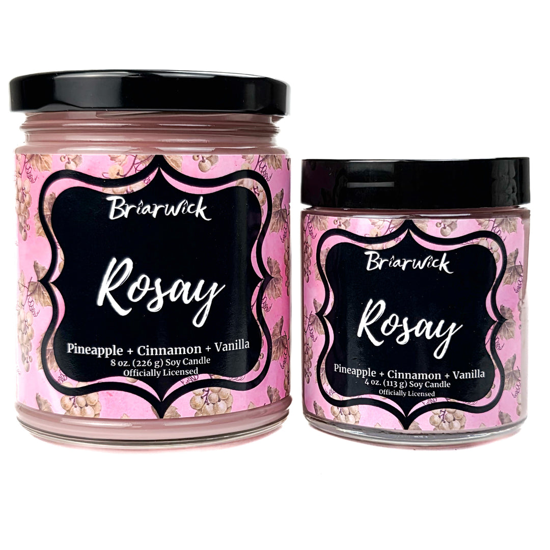 2 pink Rosay candles by Briarwick on a white background