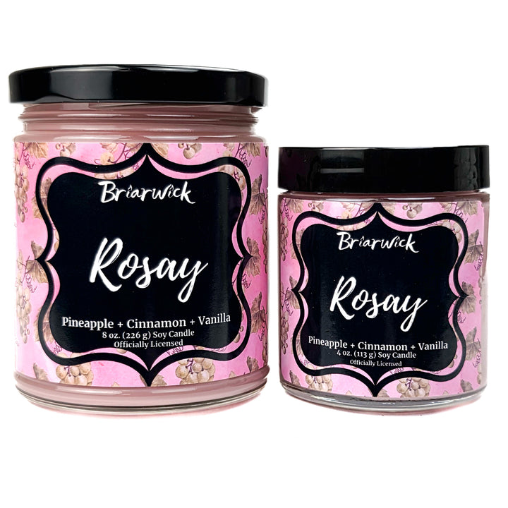 2 pink Rosay candles by Briarwick on a white background