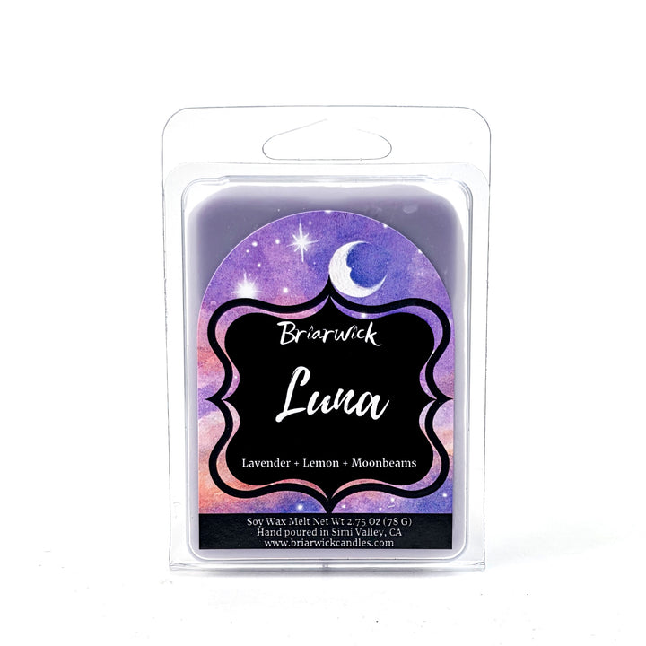 Purple Luna wax melt by Briarwick on a white background