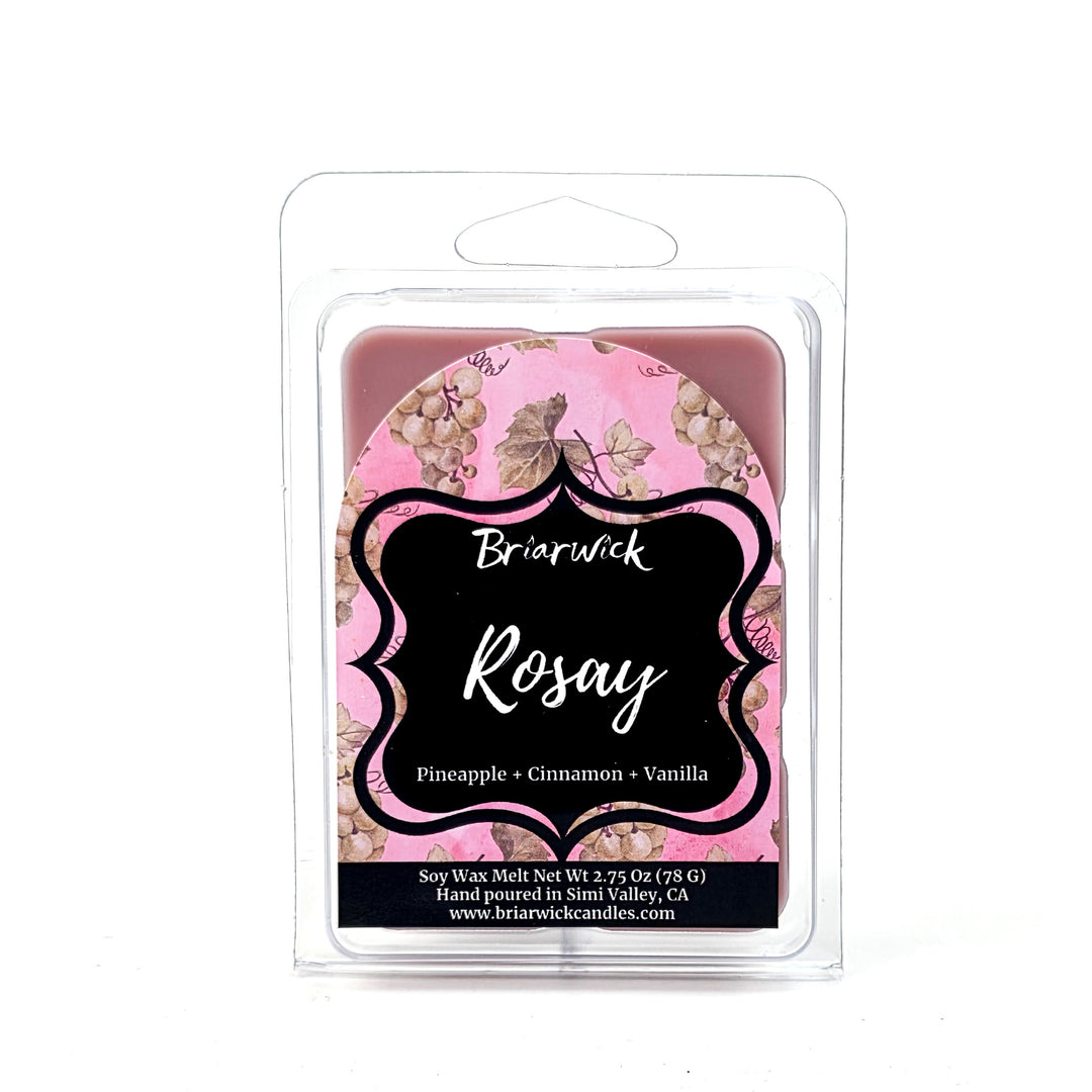 Pink Rosay wax melt by Briarwick on a white background