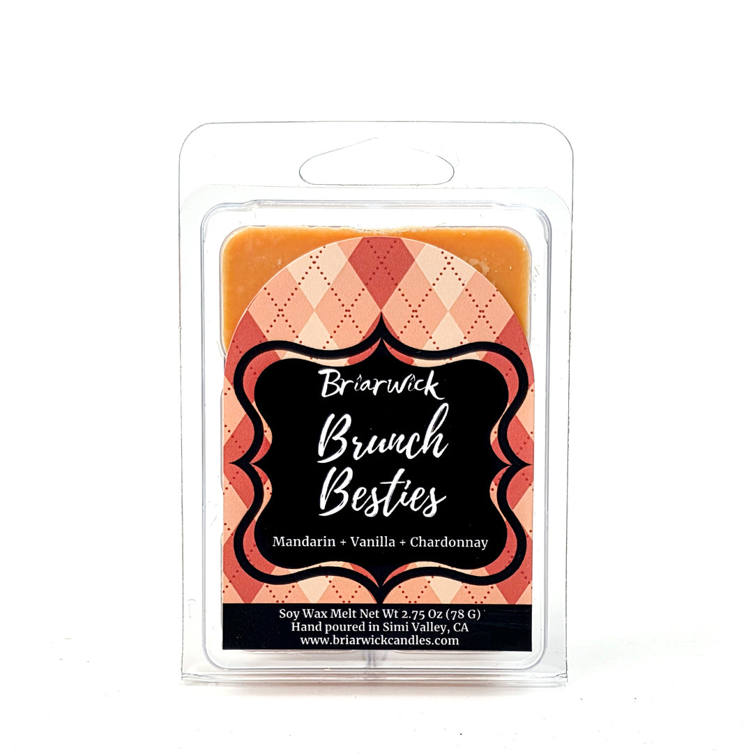 Orange wax melt called "Brunch Besties" by Briarwick on a white background