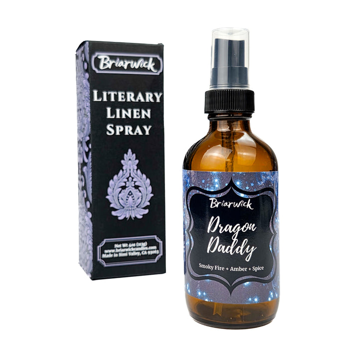 Briarwick Literary Linen Spray bottle and packaging on a white background