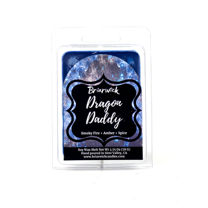 Briarwick Dragon Daddy wax melt packaging with blue and black design on a white background