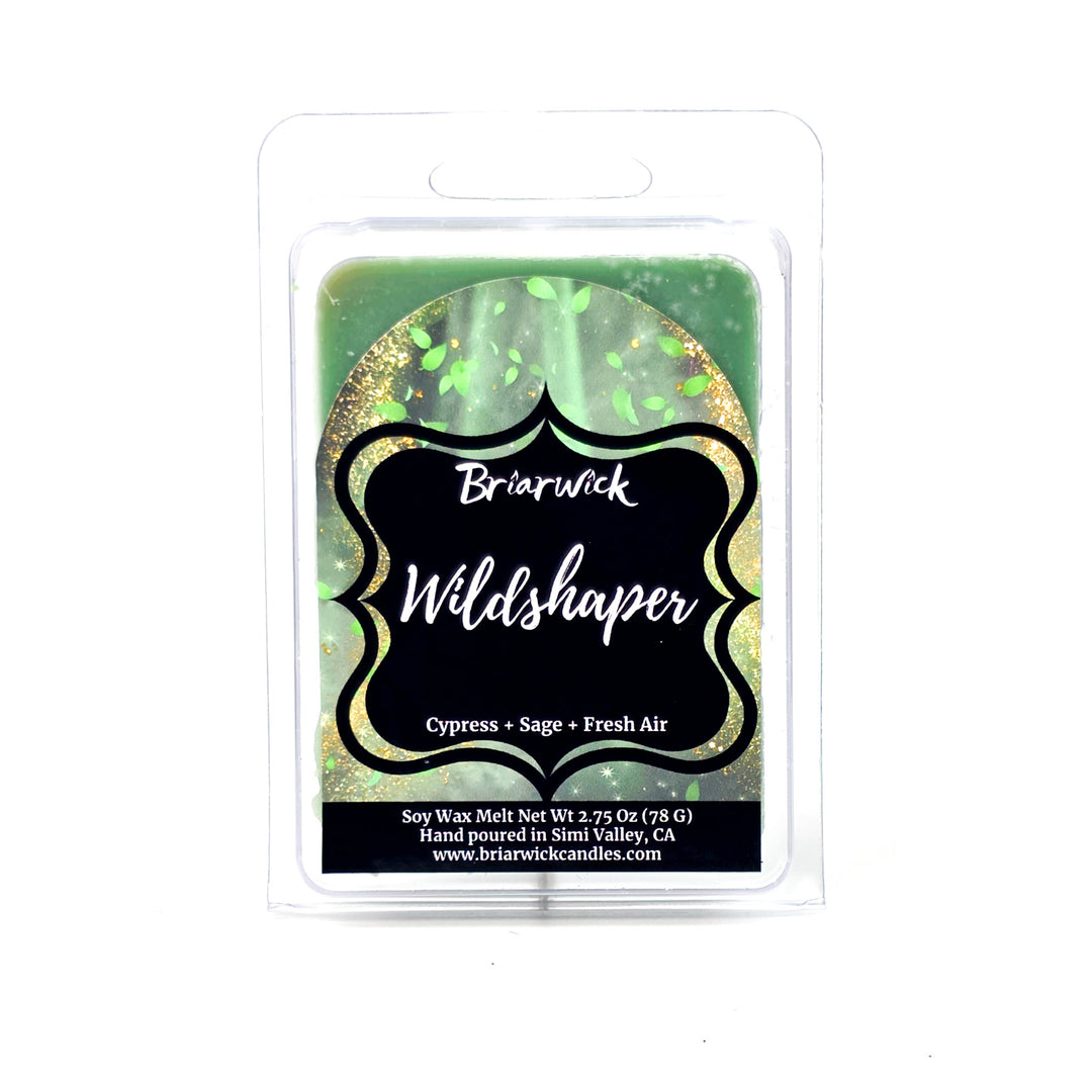 Briarwick Wildshaper soy wax melt package with green and gold design on a white background