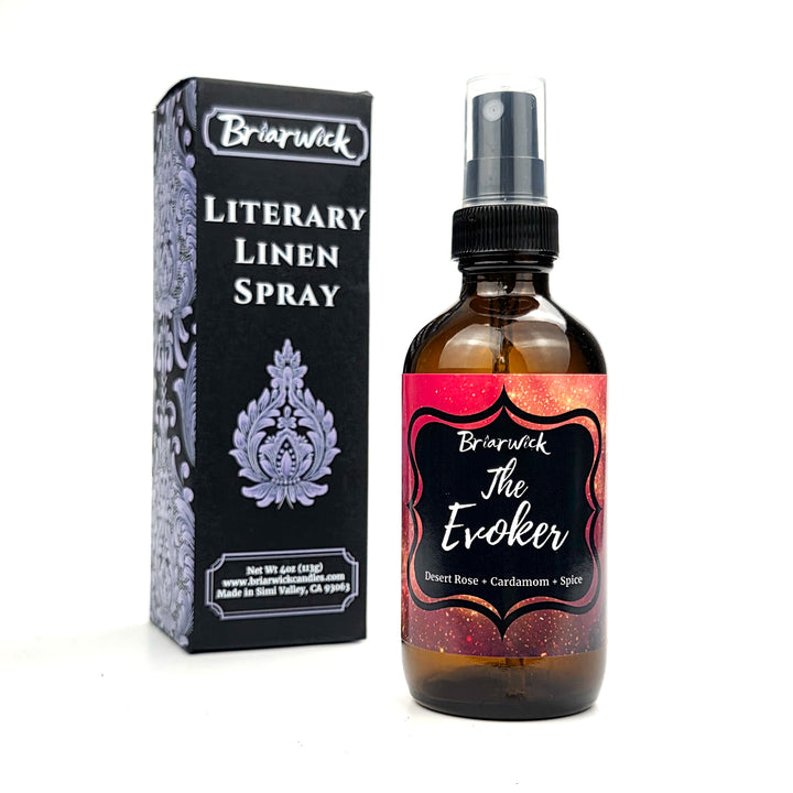 Briarwick Literary Linen Spray bottle and packaging on a white background