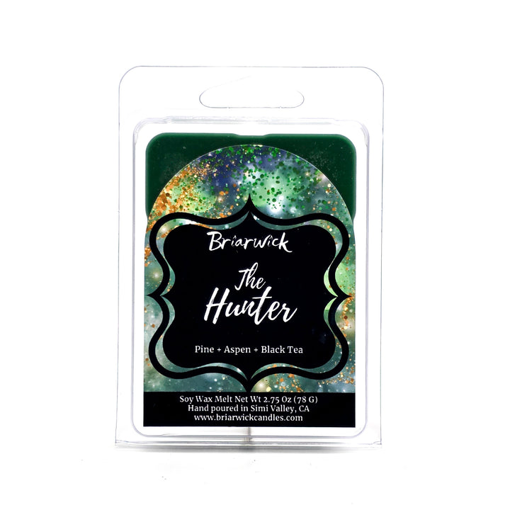 Briarwick The Hunter candle melt package with green and black design